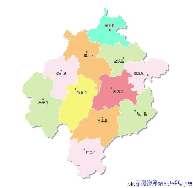 东莞到抚州物流舆图